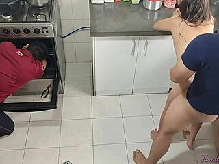 Wanna see my stepmom seduce me in the kitchen while dad’s fixing stuff?