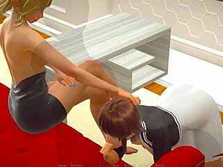 Stepmother's maid game continues with blowjob and pussy play