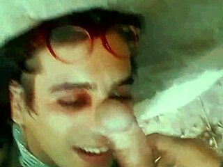 girlfriend gives deep throat oral on the balcony