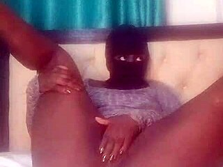 Curvy black babe Angela Oxo bounces booty with dildo