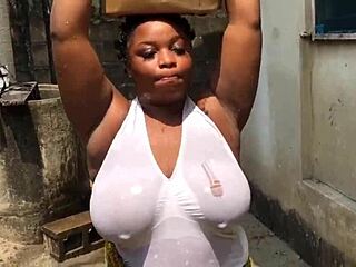 Wow, that bitch with huge tits got fucked hard outdoors!
