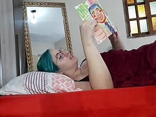 Slutty gay cousin plays in dress with bareback blowjob and cum in mouth gaping action!