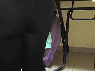 hired maid slut wears transparent leggings and thong