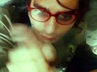 girlfriend gives deep throat oral on the balcony