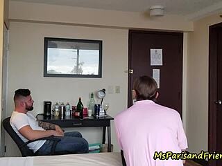 Hotel Room Strippers Orgy with Ms. Paris Rose Involves Muff Diving, Pierced Nipples, Licking, Striptease, and Lap Dance