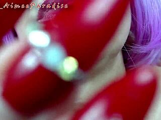 A Depraved Mature Bitch With Purple Hair And Big Tits Masturbates