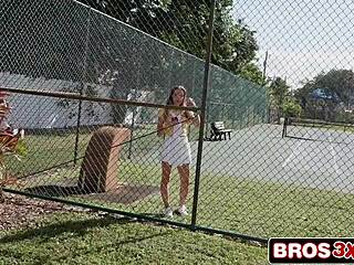 I picked up this athletic tennis babe for hardcore ass action cash deal