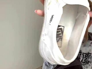 Serbian Girl Removes Sneakers Shows Bare Feet