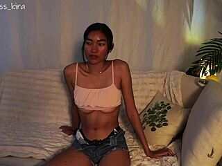 Ebony amateur licks her big ass and masturbates with dildo on cam