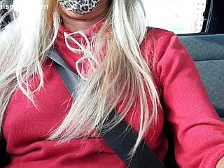 Blonde Exposes Pussy In Mall Parking Car!