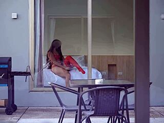 How lucky to have juicy neighbor who caught me jerking off, leading to tight pussy riding.