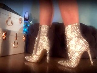 Goddess Mesmerizes Slave With Sparkle Boots In Femdom Domination And Ass Worshiping!