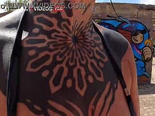 Brazilian Teen Couple on Ibiza Beach, Muscular Bodybuilder with Big Ass Natural Tits