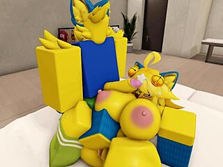 Furry Noob Couple with Big Tits and Ass Fucking Big Cock in Modern Robloxian House