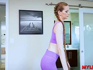 So this slim gymnast redhead gets blasted after yoga training, her petite ass taking it in missionary.