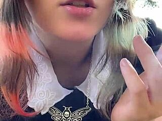 Alt MILF NEXTDOOR with big tits and piercings SMOKES outback in thong