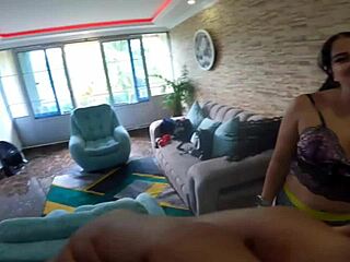 Stepsister teases with sexy dance in my new condo