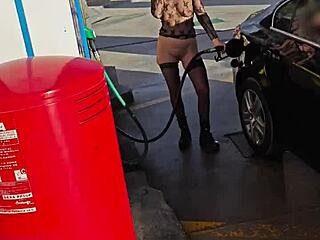 i flash at a petrol station in public exhibition