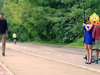 Hidden cam captures Jeny getting stripped in public street