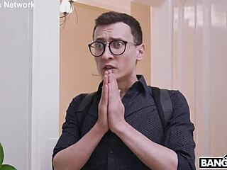 Bound brunette banged hard by step-bro