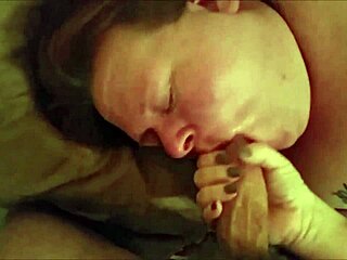 Milf BBW couple enjoys big cock blowjob at home