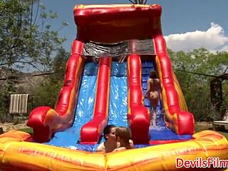 Suggestive lesbian oral: beauties licking pussies