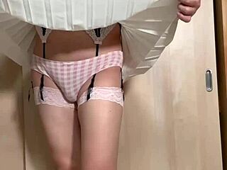 tennis club girl in embarrassing underwear and anal plug, nipple training. volleyball girl with tail anal plug