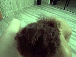 curly gf sucks cock in pov