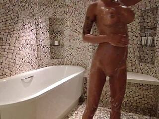 Lovely Blonde Pornstar Monika Fox With Big Fake Tits, Tattoos, And Piercings Gets Naked For Homemade Shower