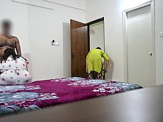 Feeling intense pleasure from blowjob and fucking my wife as maid cleans