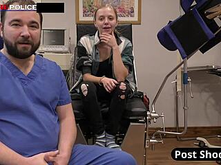 Does this officer humiliate moaning student with pov gagging in office?