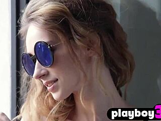 Petite blonde Yana West strips in lingerie for Playboy. Her natural curves stole the show.