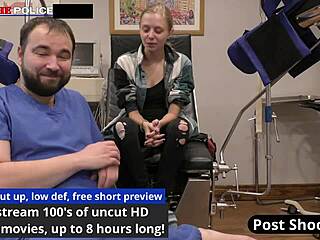 Does this officer humiliate moaning student with pov gagging in office?