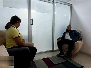 Fat Bodybuilder Young Girl Deals with School Director for Big Black Cock