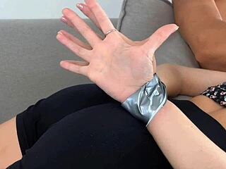 Mom's friend deepthroats with hands bound 😈