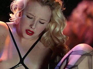 Sexy Samantha Rone in body stocking fishnets plays with herself