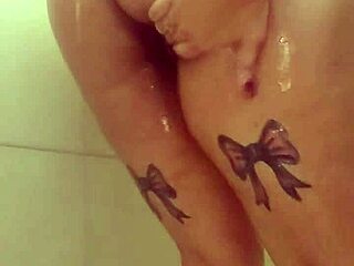 BBW teases in shower with big tits