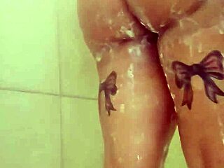 BBW teases in shower with big tits