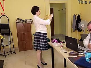 Yoga time in the office with Regina Noir.