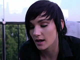 Brunette lesbians lick and finger shaved pussies