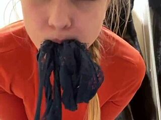 She says, 'Control my vibrator while I finger pussy in public'