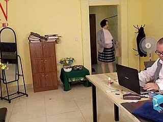 Yoga time in the office with Regina Noir.