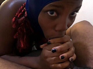 Mind-Blowing Ebony Cumslut Delivers Sloppy Head in Ski Mask