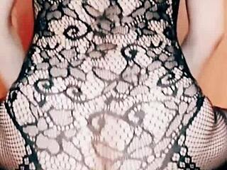 Home video with mature skinny wife in stockings