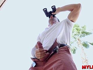 Peeping The Raunchy Next Door MILF Giving Blowjob!