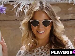 petite blonde babe chanel elle looks hot in bikini undressing outdoors