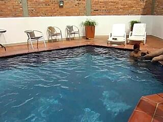 on vacation hanging out with my step-nephew by the pool