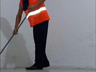 Cleaner Seduces Nurse in Office Hallway