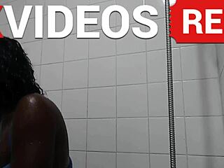 real amateur shows sexy ebony legs showering butt naked