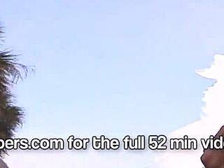 Topless Brunette Flashes Big Tits In Convertible On Skyway Bridge